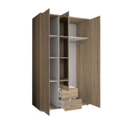 Armoire Karl - 3 portes et 2 tiroirs chêne sonoma