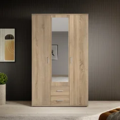 Armoire Karl - 3 portes et 2 tiroirs chêne sonoma