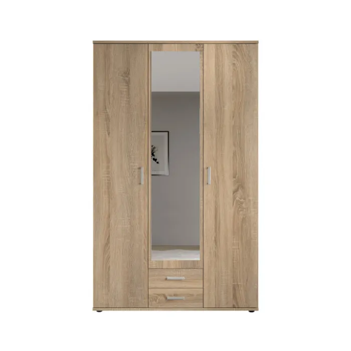 Armoire Karl - 3 portes et 2 tiroirs chêne sonoma