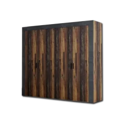 Armoire 4 portes Attalyar bois vintage/gris