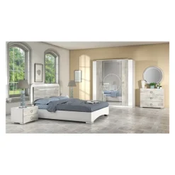 Armoire 4 portes Chantal gris/blanc