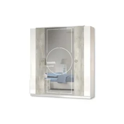 Armoire 4 portes Chantal gris/blanc