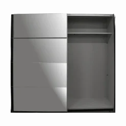 Armoire 2 portes coulissantes Beta noir et miroir