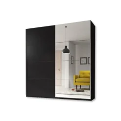 Armoire 2 portes coulissantes Beta noir 180 cm