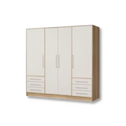 Armoire 4 portes Jupiter blanc/chêne