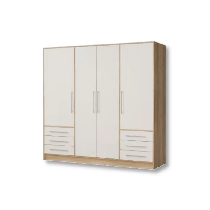 Armoire 4 portes Jupiter blanc/chêne