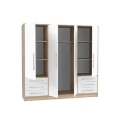 Armoire 4 portes Jupiter blanc/chêne