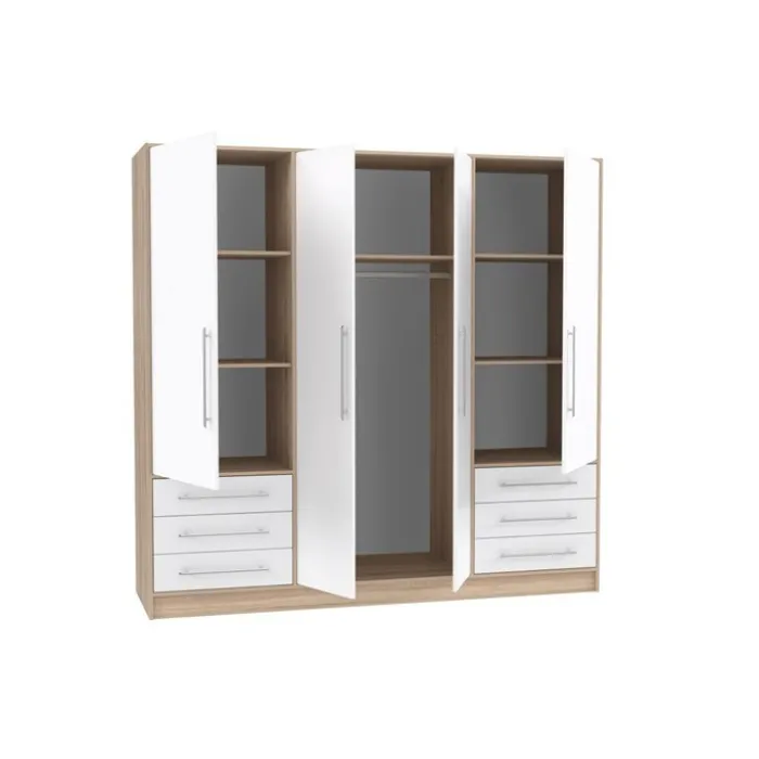 Armoire 4 portes Jupiter blanc/chêne