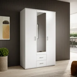 Armoire 3 portes Karl blanche avec miroir