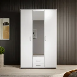 Armoire 3 portes Karl blanche avec miroir