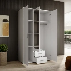 Armoire 3 portes Karl blanche avec miroir