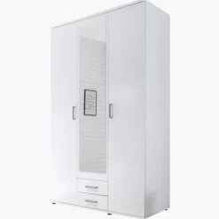 Armoire 3 portes Karl blanche avec miroir