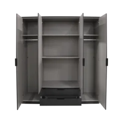 Armoire 4 portes Luebeck graphite/aspect clayette artisan