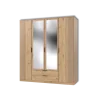 Armoire 4 portes (2 miroir) Luebeck graphite/aspect clayette artisan