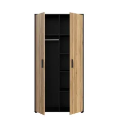 Armoire 2 portes Mokkaro chêne catania/noir