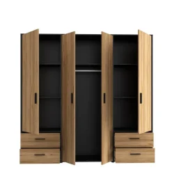 Armoire 4 portes Mokkaro chêne catania/noir