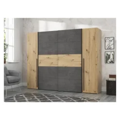 Armoire 2 portes Narago chêne artisan/béton