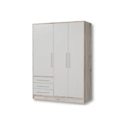 Armoir 3 portes Jupiter sand oak/blanc