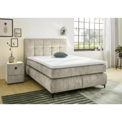 Beatrice - Lit box complet 140 x 200 cm Chenille beige