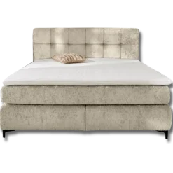 Beatrice - Lit box complet 180 x 200 cm Chenille beige