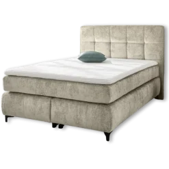 Beatrice - Lit box complet 180 x 200 cm Chenille beige