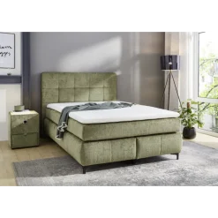 Beatrice - Lit box complet 140 x 200 cm Chenille vert