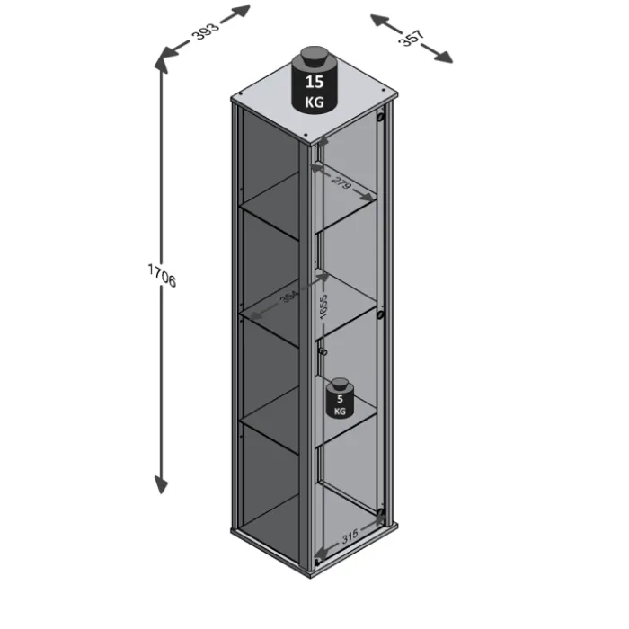 Bora vitrine chêne et miroir 109-505