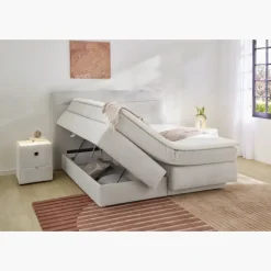 Boxspring complet Simone tissu beige clair 180 x 200 cm