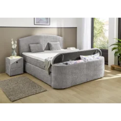 Boxspring Pia 180 cm en tissu gris clair