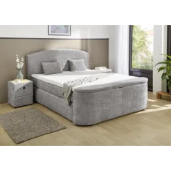 Boxspring Pia 180 cm en tissu gris clair