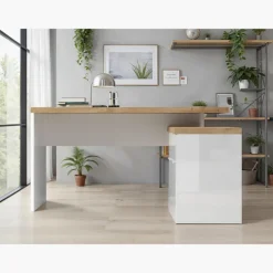 Bureau d'angle Easy chêne cadiz / blanc