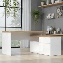 Bureau d'angle Easy chêne cadiz / blanc
