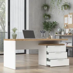 Bureau 3 tiroirs Easy bianco et cadiz