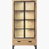 Cabinet 2 portes verre et 1 tiroir bois Kali 9856
