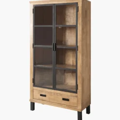 Cabinet 2 portes verre et 1 tiroir bois Kali 9856