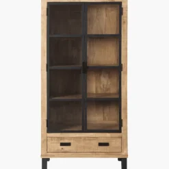 Cabinet 2 portes verre et 1 tiroir bois Kali 9856