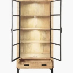 Cabinet 2 portes verre et 1 tiroir bois Kali 9856
