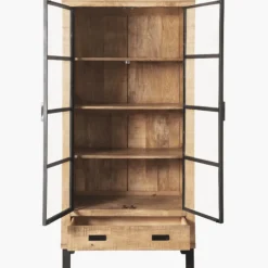 Cabinet 2 portes verre et 1 tiroir bois Kali 9856