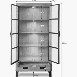 Cabinet 2 portes verre et 1 tiroir bois Kali 9856