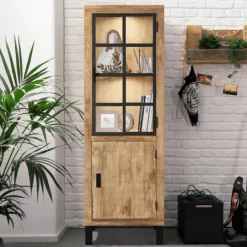 Cabinet 1 porte verre - 1 porte bois Kali