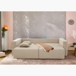 Canapé convertible chenille beige