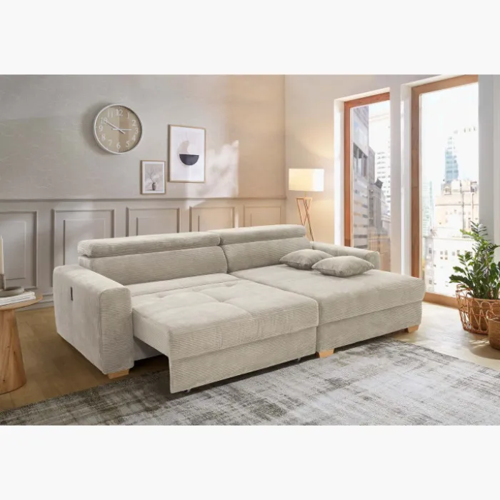 Canapé d'angle avec chaise longue Slider gris clair