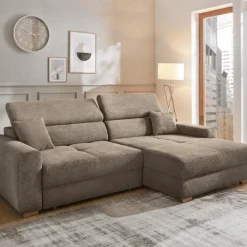 Canapé d'angle avec chaise longue éléctriques Slider taupe
