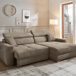 Canapé d'angle avec chaise longue éléctriques Slider taupe
