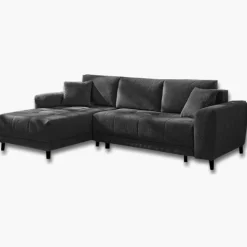 Canapé d'angle convertible Beverly chenille anthracite