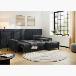 Canapé d'angle convertible Beverly chenille anthracite