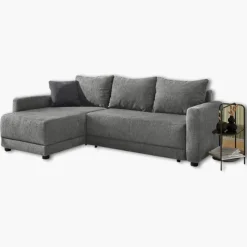 Canapé d'angle convertible coffre Venezia gris foncé