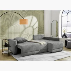 Canapé d'angle convertible coffre Venezia gris foncé