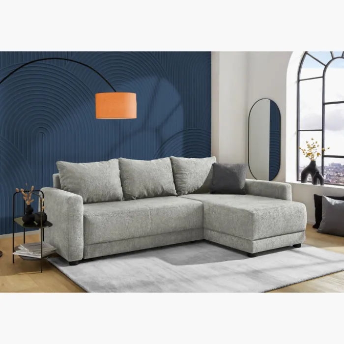 Canapé d'angle convertible coffre Venezia gris