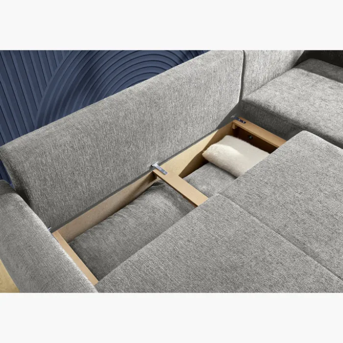 Canapé d'angle convertible coffre Venezia gris
